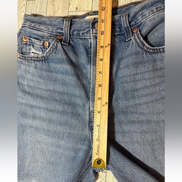 Levis Jeans Womens 26W 27L Premium Ribcage Straight Ankle Distressed Button Fly - Picture 15 of 16